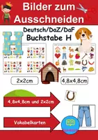 Vorschau - Mal- und Bastelvorlagen - Vokabelbilder Buchstabe H - Bilder zum ausschneiden (Klasse 1 und 2) - Deckblatt