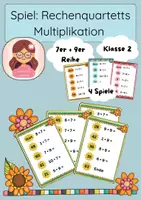 Vorschau - Spiele - Spiel Rechenquartett Multiplikation 7er + 9er Reihe, Partnerrechnen - Deckblatt