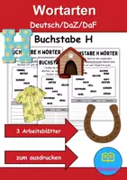 Vorschau - Lehrpläne/Lehrermaterial - Wortarten Buchstabe H - DaZ/DaF, Deutsch (Nomen, Verben, Adjektive) - Deckblatt
