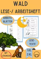 Vorschau - Arbeitsblätter - Arbeitsblätter Wald Leseheft über Waldtiere und Bäume - Deckblatt
