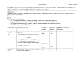 Vorschau - Stundenentwürfe - Stundenentwurf zu einem Gedicht von Ulla Hahn mit Material - Deckblatt