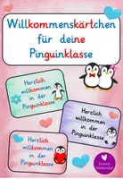 Vorschau - Bildkarten - Willkommenskärtchen für deine Pinguinklasse - Deckblatt