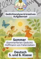 Vorschau - Arbeitsblätter - Sommer (Hoffmann von Fallersleben) – Gedicht & kreatives Aufgabenset – Sommerferien, Sommerbrief, Produktionsorientierung, Collage, Bilder, Gefühle beschreiben + EHZ - Deckblatt