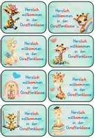 Vorschau - Mal- und Bastelvorlagen - Willkommenskärtchen für deine Giraffenklasse - Seite 1