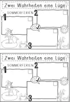 Vorschau - Arbeitsblätter - Zwei Wahrheiten - eine Lüge Sommerferien - Deckblatt