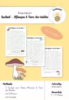 Vorschau - Arbeitsblätter - Suchsel Pflanzen und Tiere des Waldes - Deckblatt