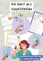 Vorschau - Arbeitsblätter - Die Haut als Sinnesorgan- Informationsflyer und Aufgaben | Unterrichtsreihe "Unsere Sinne"- Biologie, 6. Klasse - Deckblatt