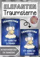 Vorschau - Anderer Materialtyp - Elefantenklasse Motivationskärtchen mit Traumstern - Deckblatt