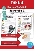 Vorschau - Arbeitsblätter - GRATIS - Diktat Thema Buchstabe I - DaZ/DaF, Deutsch (Klasse 1 bis 4) - Deckblatt