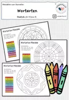 Vorschau - Arbeitsblätter - Mandala zum Ausmalen: Wortarten - Deckblatt