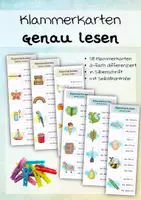 Vorschau - Stundenentwürfe - Klammerkarten - Genau lesen - Silbenschrift - Seite 1