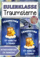 Vorschau - Anderer Materialtyp - Eulenklasse Motivationskärtchen mit Traumstern - Deckblatt