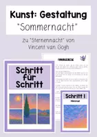 Vorschau - Stundenentwürfe - Kunst: Gestaltung der "Sommernacht" (nach "Sternennacht" von Vincent van Gogh, Klasse 3, 4, 5, 6, 7, 8, 9) - Deckblatt