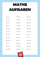 Vorschau - Arbeitsblätter - Mathe Aufgaben zum Üben / Addition und subtraktion - Deckblatt