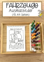 Vorschau - Mal- und Bastelvorlagen - Fahrzeuge Ausmalbilder (15 A4 Seiten) - Deckblatt