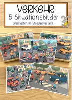 Vorschau - Anderer Materialtyp - Verkehr 5 Situationsbilder (Verhalten im Straßenverkehr) - Deckblatt