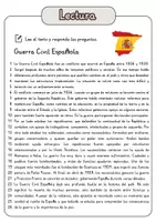 Vista previa - Hojas de trabajo - Comprensión lectora – Guerra Civil Española + soluciones - página 1