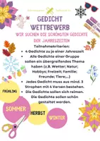 Vorschau - Arbeitsblätter - Gedichtwettbewerb zu den Jahreszeiten - Deckblatt