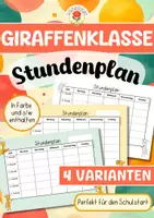Vorschau - Arbeitsblätter - Giraffenklasse - Stundenplan - Deckblatt