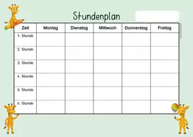 Vorschau - Arbeitsblätter - Giraffenklasse - Stundenplan - Seite 1