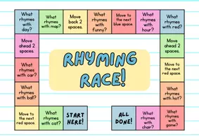Vorschau - Spiele - Rhyming Race Printable Board Game - Deckblatt