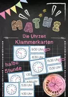 Vorschau - Stationenlernen - Wir lesen die Uhr - Klammerkarten zur halbe Stunde - Deckblatt