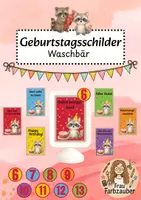 Vorschau - Bildkarten - Geburtstagsschilder / Geburtstagsaufsteller Waschbär - Deckblatt