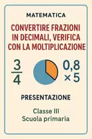 anteprima - Presentazioni / Lavagne - Convertire frazioni in decimali, verifica con la moltiplicazione - Pagina di copertina