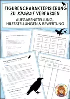 Vorschau - Arbeitsblätter - Krabat: Figurencharakterisierung schreiben – Übungen & Checkliste (Deutschunterricht ab Klasse 7) - Deckblatt