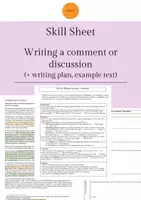 Vorschau - Merkblätter - Skill sheet: writing a comment or discussion (+ example text with explanations, writing plan) - Deckblatt