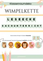 Vorschau - Poster - Wimpelkette Girlande grün Igel Reh Lama Eule Löwe Eichhörnchen - Deckblatt