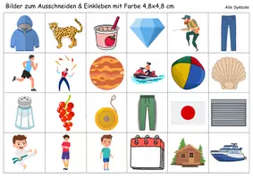 Vorschau - Mal- und Bastelvorlagen - Vokabelbilder Buchstabe J - Bilder zum ausschneiden (Klasse 1 und 2) - Seite 1