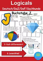 Vorschau - Arbeitsblätter - Buchstabe J Leserätsel - Lesen, schneiden, kleben - DaZ/DaF, Deutsch, Sachunterricht - Deckblatt