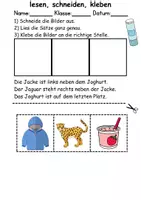 Vorschau - Arbeitsblätter - Buchstabe J Leserätsel - Lesen, schneiden, kleben - DaZ/DaF, Deutsch, Sachunterricht - Seite 1