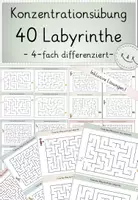 Vorschau - Stationenlernen - Labyrinthe, 40 Karteikarten, 4-fach differenziert, inklusive Lösungen - Deckblatt