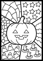 Vorschau - Mal- und Bastelvorlagen - 🎃 Halloween Herbst - Pop-Art Kunstprojekt Ausmalbilder Klappkarten - Seite 3