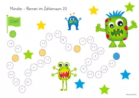 Vorschau - Spiele - Mathespiel: Monster- Rennen im 20 und 100 Zahlenraum - Seite 1