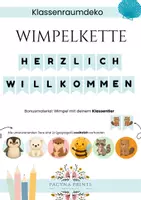 Vorschau - Poster - Herzlich Willkommen Wimpelkette Biber Otter Biene Pinguin Eisbär Waschbär blau Girlande - Deckblatt
