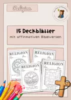 Vorschau - Mal- und Bastelvorlagen - 15 Deckblätter Religion - biblische Affirmationen - Deckblatt