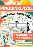 Vorschau - Mal- und Bastelvorlagen - Pinguinklasse - Geburtstagsaufsteller - Deckblatt