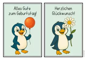 Vorschau - Mal- und Bastelvorlagen - Pinguinklasse - Geburtstagsaufsteller - Seite 1
