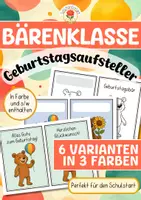 Vorschau - Mal- und Bastelvorlagen - Bärenklasse - Geburtstagsaufsteller - Deckblatt