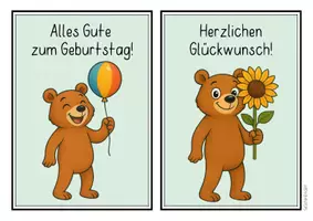Vorschau - Mal- und Bastelvorlagen - Bärenklasse - Geburtstagsaufsteller - Seite 1