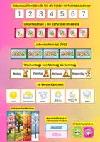 Vorschau - Anderer Materialtyp - Zeitloser Kinderkalender zum Ausdrucken – Monate, Wetter, Wochentage & Jahreszeiten lernen - Seite 3