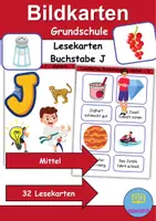 Vorschau - Arbeitsblätter - Lesekarten/Bildkarten Buchstabe J mittelschwer - DaZ/DaF, Deutsch (Grundschule) - Deckblatt