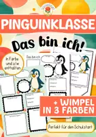 Vorschau - Mal- und Bastelvorlagen - Pinguinklasse - Das bin ich (Schulstart) - Deckblatt