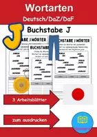 Vorschau - Lehrpläne/Lehrermaterial - Wortarten Buchstabe J - DaZ/DaF, Deutsch (Nomen, Verben, Adjektive) - Deckblatt
