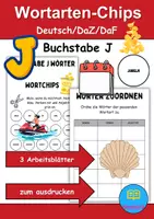 Vorschau - Mal- und Bastelvorlagen - Wortarten Chips Buchstabe J - DaZ/DaF, Deutsch (Nomen, Verben, Adjektive) - Deckblatt