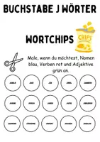 Vorschau - Mal- und Bastelvorlagen - Wortarten Chips Buchstabe J - DaZ/DaF, Deutsch (Nomen, Verben, Adjektive) - Seite 2