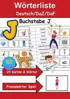 Vorschau - Mal- und Bastelvorlagen - Wörterliste Buchstabe J - DaZ/DaF, Deutsch (Grundschule) Kartenspiel - Deckblatt